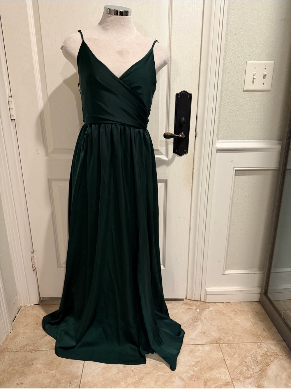 Showpo Dark Green Spaghetti Strap Maxi Gown
